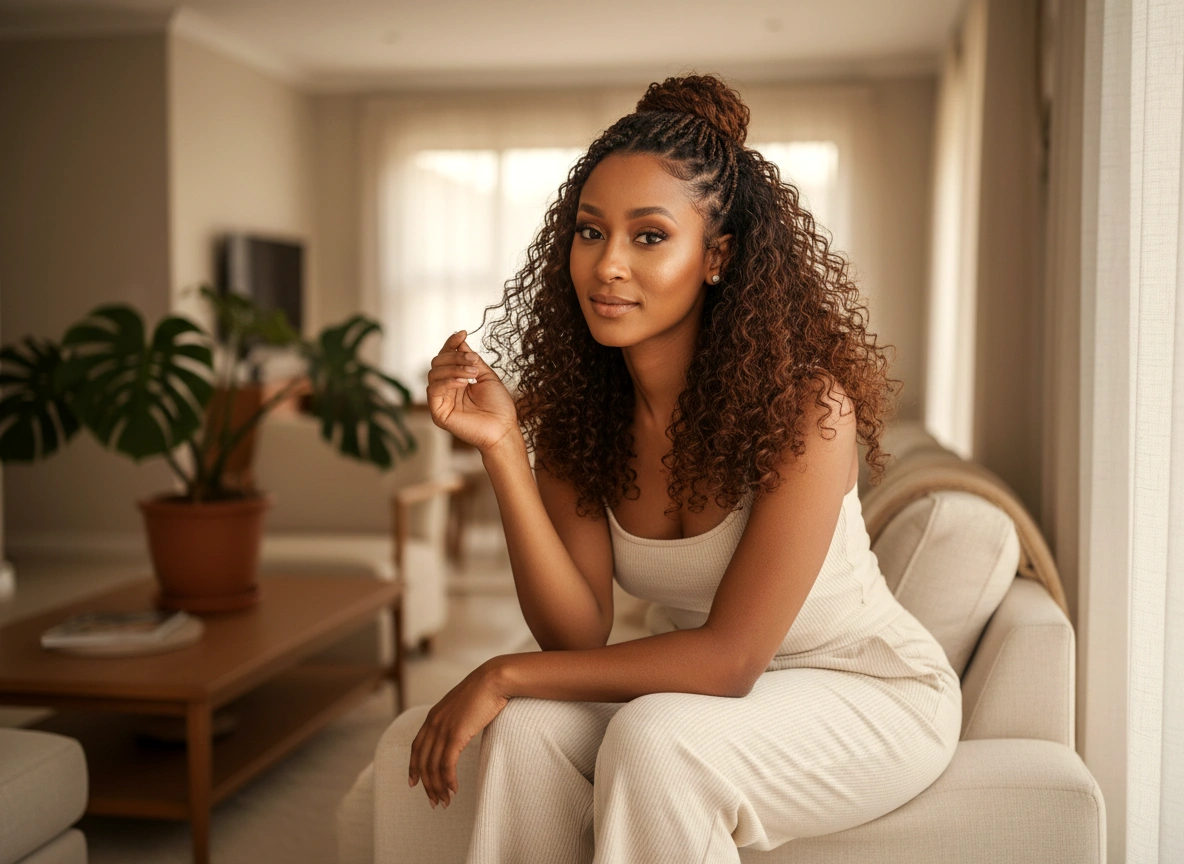 Afro Boho Curls in a relaxed everyday setting